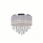 CWI Jacquimo 6 Light Drum Shade Flush Mount With Chrome Finish