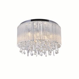 CWI Benson 9 Light Drum Shade Flush Mount With Chrome Finish