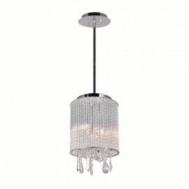 CWI Benson 2 Light Drum Shade Mini Pendant With Chrome Finish