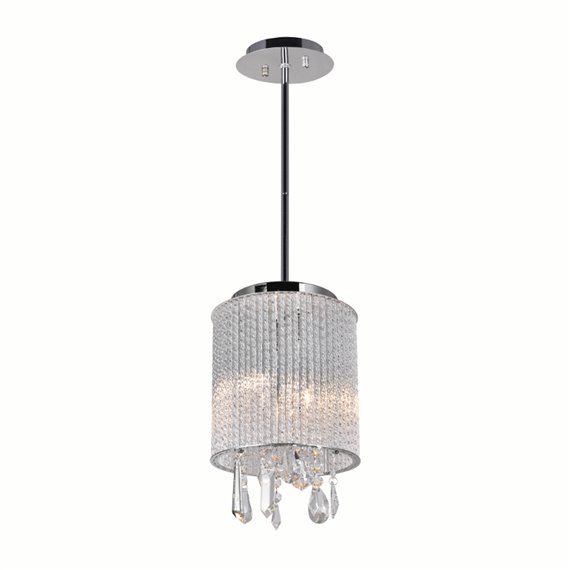 CWI Benson 2 Light Drum Shade Mini Pendant With Chrome Finish