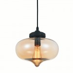 CWI Glass 1 Light Down Mini Pendant With Amber Finish