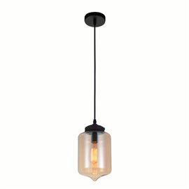 CWI Glass 1 Light Down Mini Pendant With Amber Finish