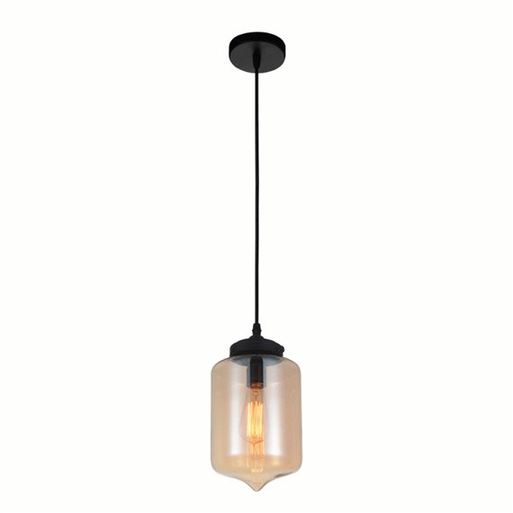 CWI Glass 1 Light Down Mini Pendant With Amber Finish