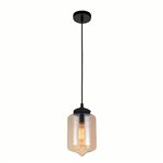 CWI Glass 1 Light Down Mini Pendant With Amber Finish