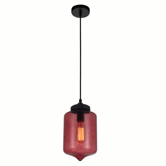 CWI Glass 1 Light Down Mini Pendant With Purple Finish