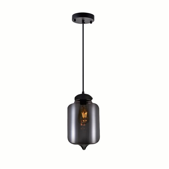 CWI Glass 1 Light Down Mini Pendant With Smoke Finish