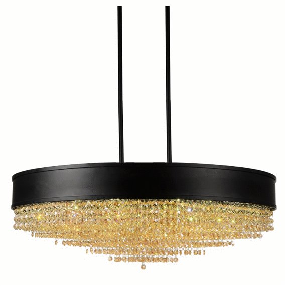 CWI Medina 15 Light Drum Shade Chandelier With Black Finish