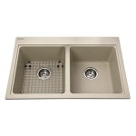 Kindred KGDL2031 Granite drop-in double sink 1 hole includes grid