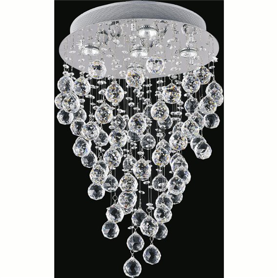 CWI Rain Drop 5 Light Flush Mount With Chrome Finish