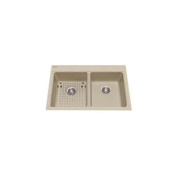 Kindred KGDL2233 Granite drop-in double sink 1 hole includes grid