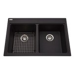 Kindred KGDL2233 Granite drop-in double sink 1 hole includes grid