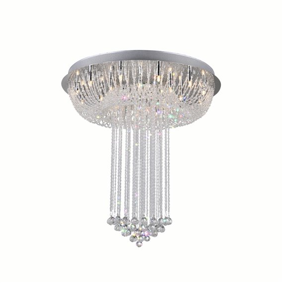 CWI Waterfall 23 Light Flush Mount With Chrome Finish