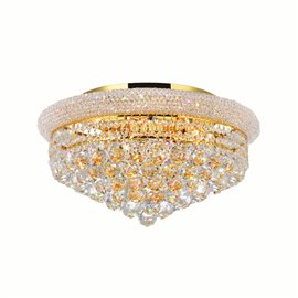 CWI Empire 8 Light Flush Mount With Gold Finish