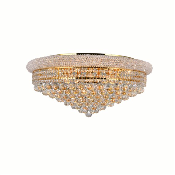 CWI Empire 15 Light Flush Mount With Gold Finish