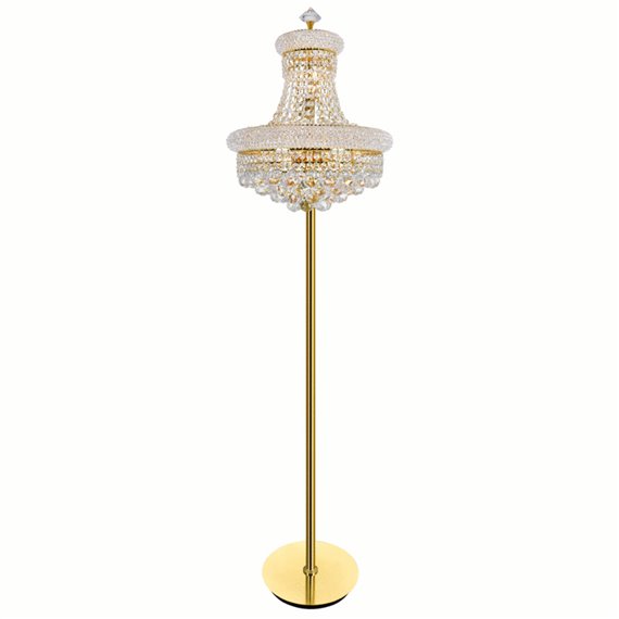 CWI Empire 8 Light Floor Lamp With Gold Finish