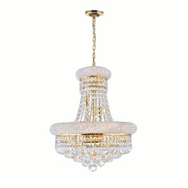 CWI Empire 8 Light Down Chandelier With Gold Finish