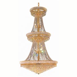 CWI Empire 34 Light Down Chandelier With Gold Finish