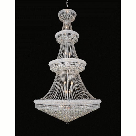 CWI Empire 42 Light Down Chandelier With Chrome Finish