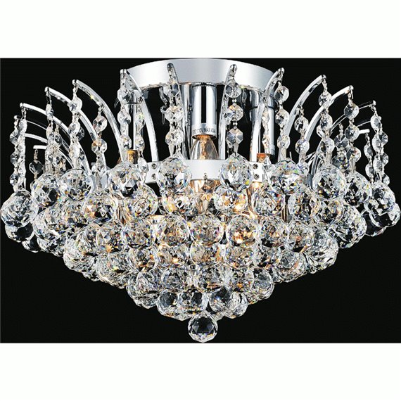 CWI Posh 5 Light Flush Mount With Chrome Finish