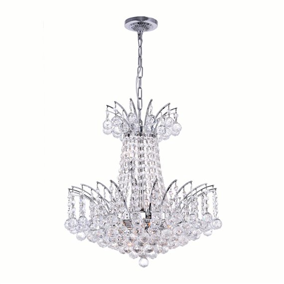 CWI Posh 11 Light Down Chandelier With Chrome Finish