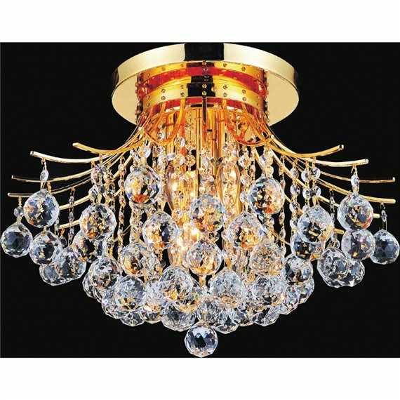 CWI Princess 6 Light Flush Mount With Gold Finish