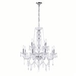 CWI Princeton 12 Light Down Chandelier With Chrome Finish