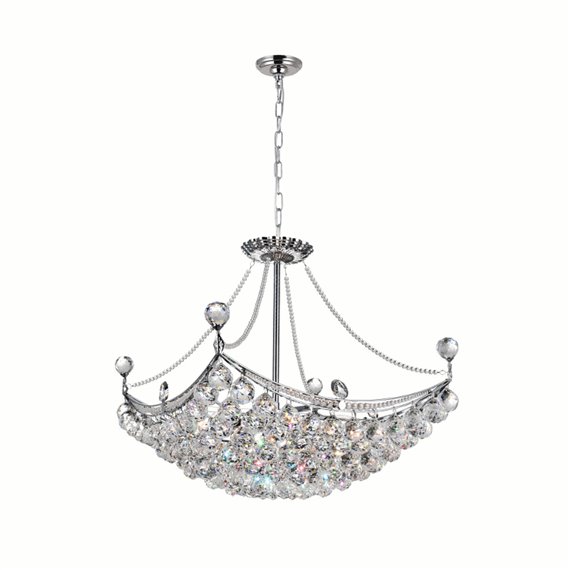 CWI Jasmine 8 Light Down Chandelier With Chrome Finish