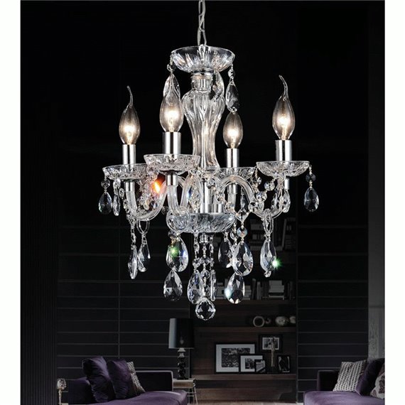 CWI Princeton 4 Light Up Chandelier With Chrome Finish