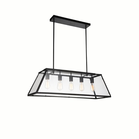 CWI Alyson 5 Light Down Chandelier With Black Finish