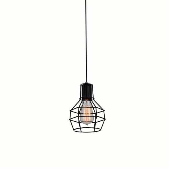 CWI Secure 1 Light Down Mini Pendant With Black Finish