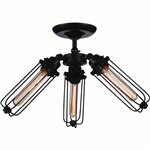 CWI Benji 3 Light Flush Mount With Black Finish