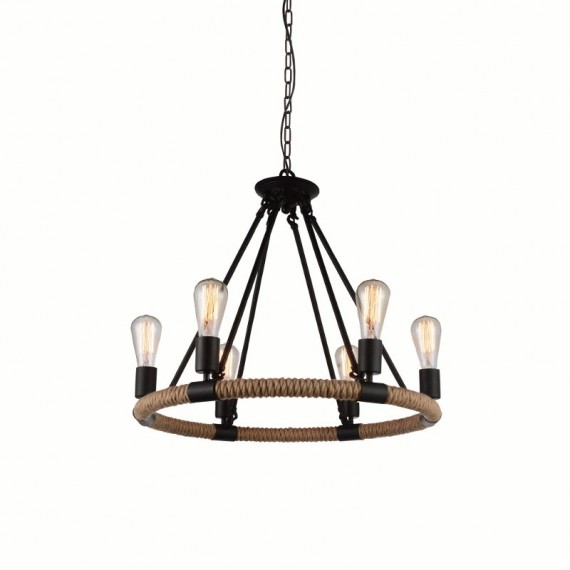 CWI Ganges 6 Light Up Chandelier With Black Finish