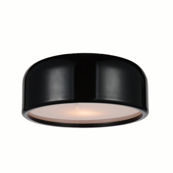 CWI Campton 2 Light Drum Shade Flush Mount With Black Finish