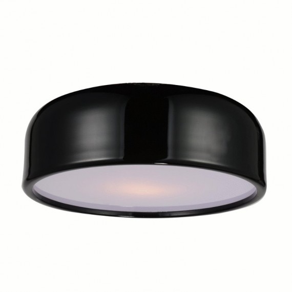 CWI Campton 3 Light Drum Shade Flush Mount With Black Finish