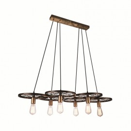 CWI Ravi 6 Light Down Chandelier With Black & Gold Finish