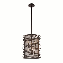 CWI Darya 6 Light Up Chandelier With Brown Finish