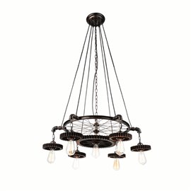 CWI Prado 7 Light Down Chandelier With Blackened Copper Finish