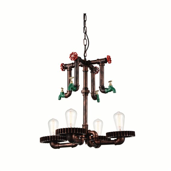 CWI Soto 4 Light Up Chandelier With Speckled copper Finish