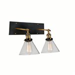 CWI Eustis 2 Light Wall Sconce With Black & Gold Brass Finish