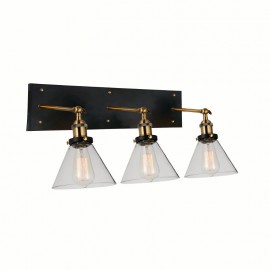 CWI Eustis 3 Light Wall Sconce With Black & Gold Brass Finish