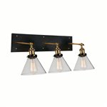 CWI Eustis 3 Light Wall Sconce With Black & Gold Brass Finish