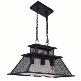 CWI Savill 3 Light Island Chandelier With Reddish Black Finish