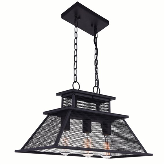 CWI Savill 3 Light Island Chandelier With Reddish Black Finish