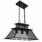 CWI Savill 3 Light Island Chandelier With Reddish Black Finish