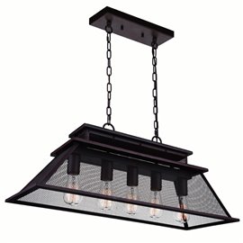 CWI Savill 5 Light Island Chandelier With Reddish Black Finish