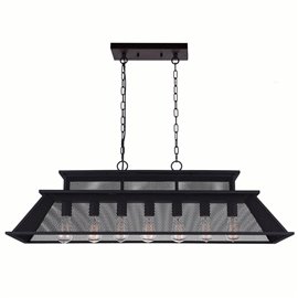 CWI Savill 7 Light Island Chandelier With Reddish Black Finish