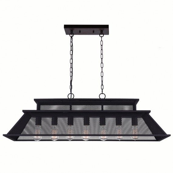 CWI Savill 7 Light Island Chandelier With Reddish Black Finish