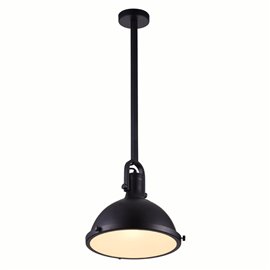 CWI Strum 1 Light Down Pendant With Black Finish