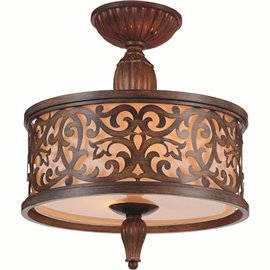 CWI Nicole 3 Light Drum Shade Flush Mount With Brushed Chocolate Finish