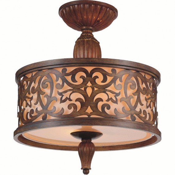 CWI Nicole 3 Light Drum Shade Flush Mount With Brushed Chocolate Finish